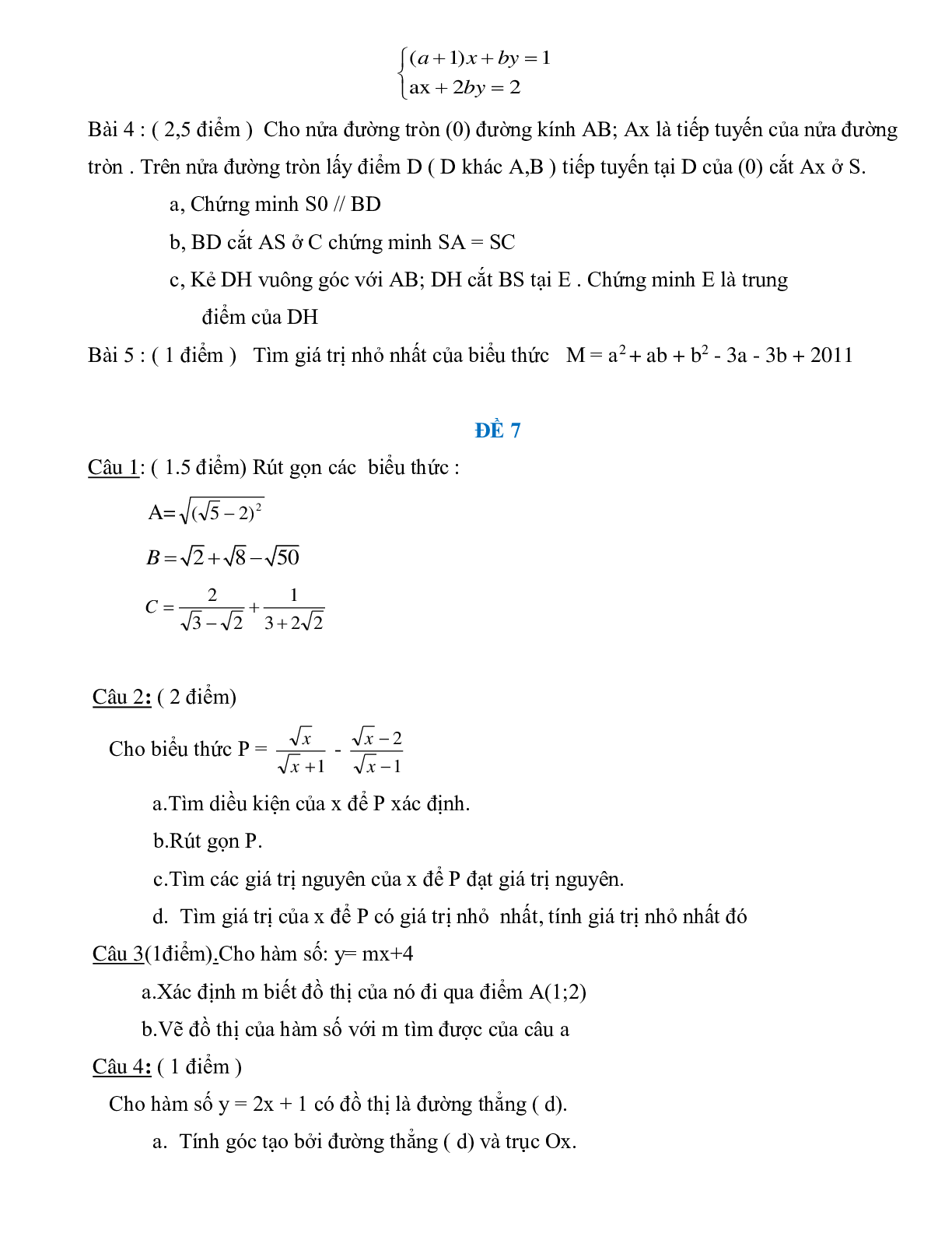 Bộ 7 đề ôn tập học kì 1 môn toán lớp 9 (trang 8)
