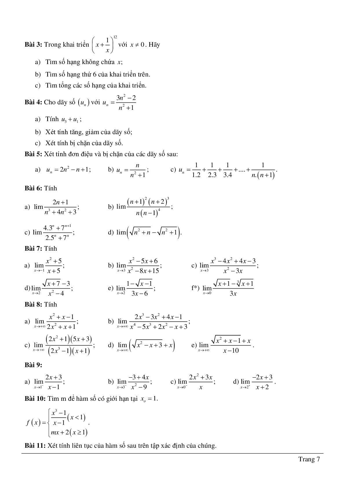 Đề cương ôn tập giữa kì II toán 11 (trang 7)