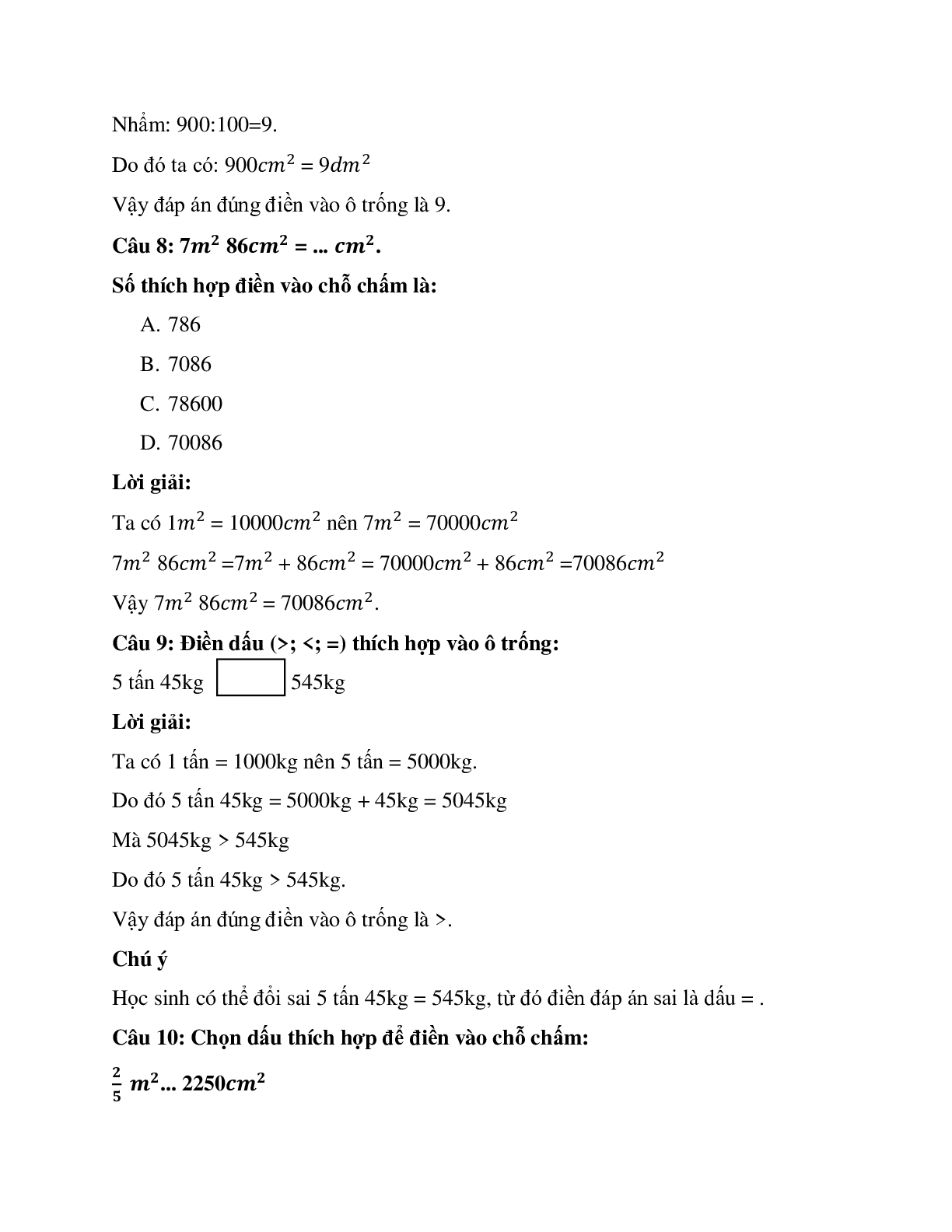 20 câu Trắc nghiệm Ôn tập về đại lượng có đáp án 2023 – Toán lớp 4 (trang 3)