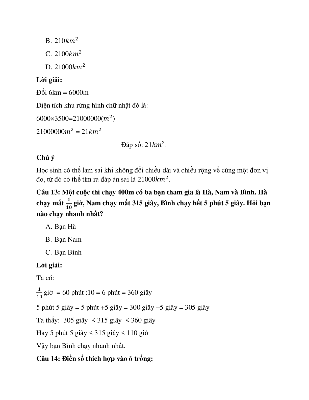 20 câu Trắc nghiệm Ôn tập về đại lượng có đáp án 2023 – Toán lớp 4 (trang 5)