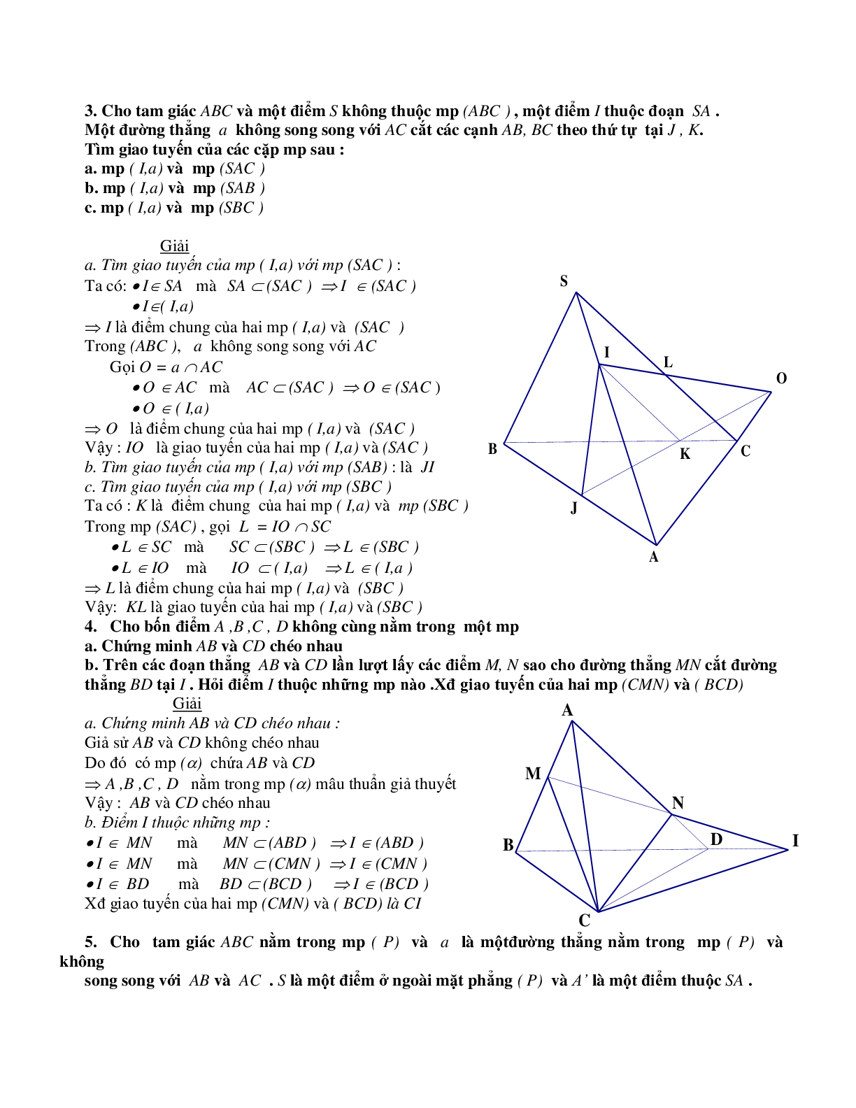 Phương pháp xác định giao điểm – giao tuyến – thiết diện trong không gian (trang 2)