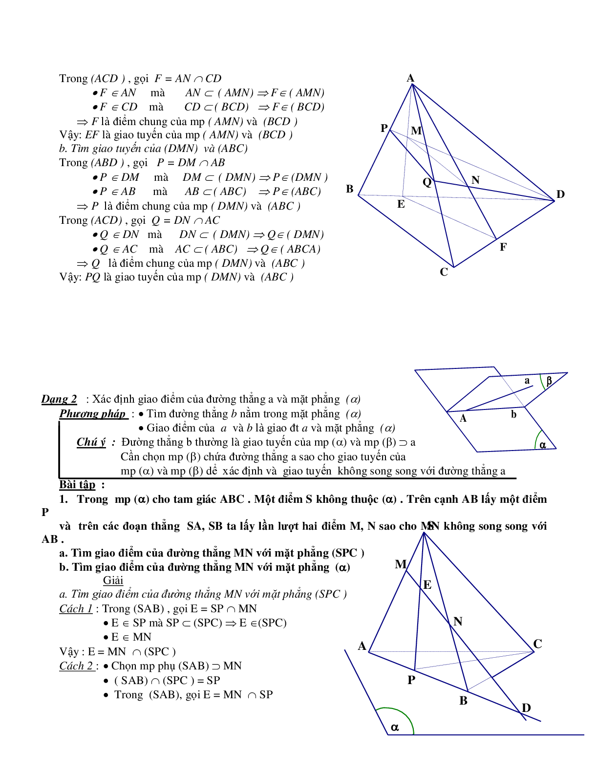 Phương pháp xác định giao điểm – giao tuyến – thiết diện trong không gian (trang 4)