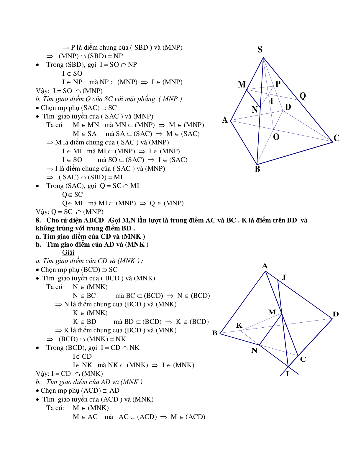 Phương pháp xác định giao điểm – giao tuyến – thiết diện trong không gian (trang 8)