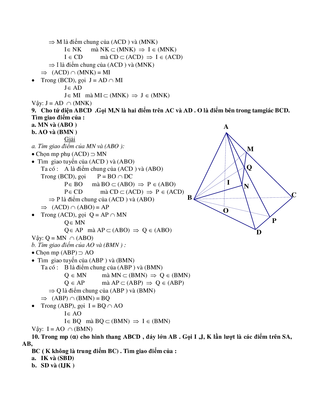 Phương pháp xác định giao điểm – giao tuyến – thiết diện trong không gian (trang 9)
