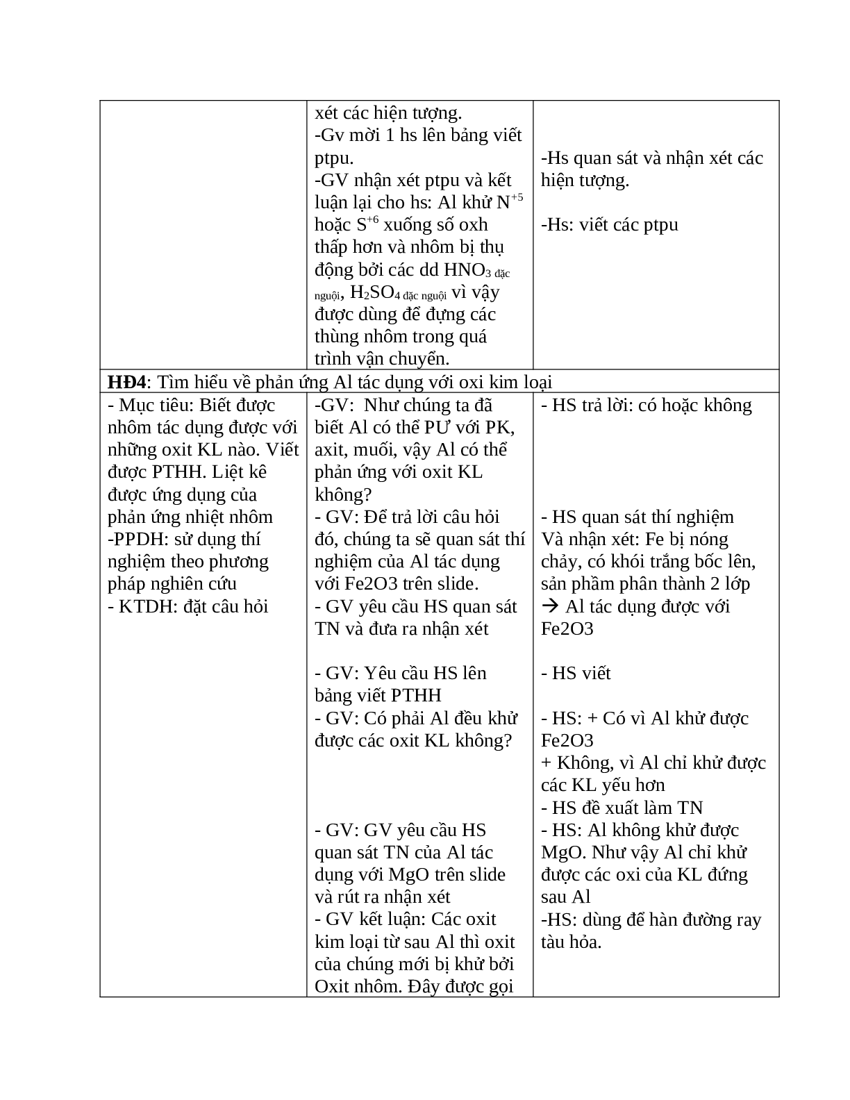 Giáo án Hóa học 12 Bài 27 nhôm và hợp chất của nhôm mới nhất (trang 4)