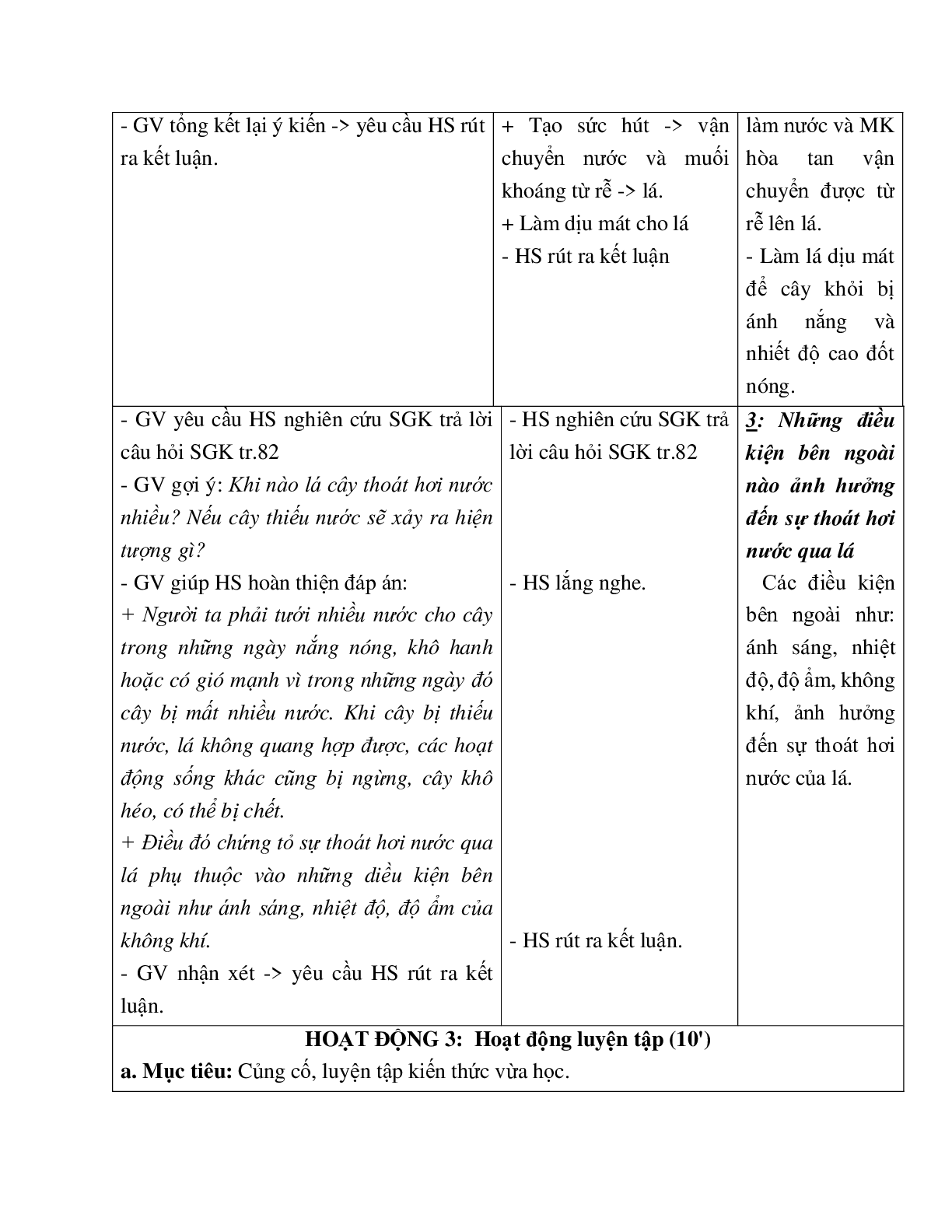 Giáo án Sinh học 6 Bài 24: Phần lớn nước vào cây đi đâu? mới nhất - CV5555 (trang 5)