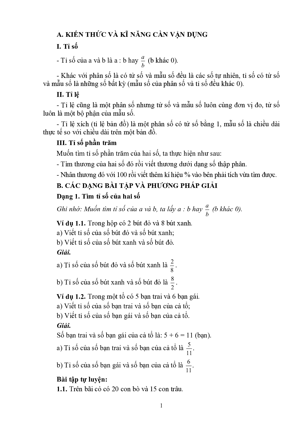 7 dạng bài toán tỉ số % môn Toán lớp 5 (trang 1)