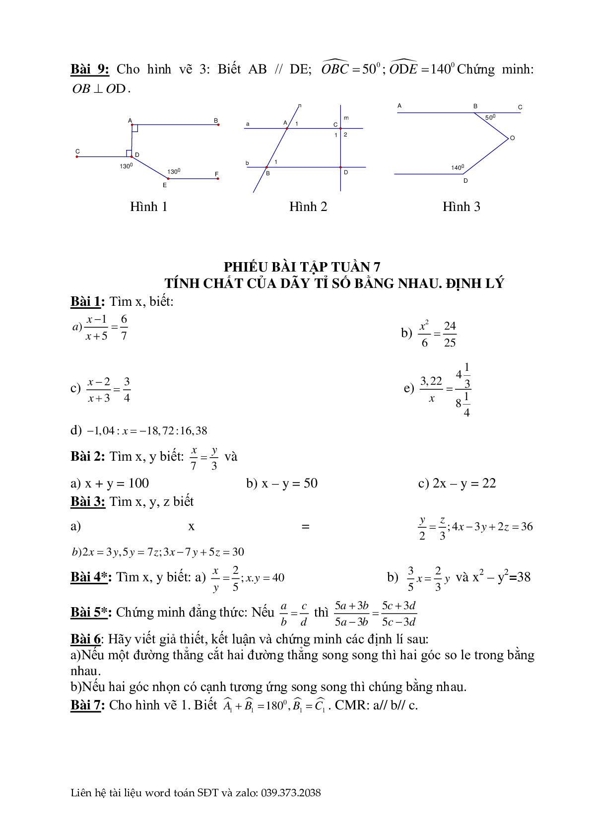 Phiếu bài tập cuối tuần môn toán lớp 7 (trang 7)