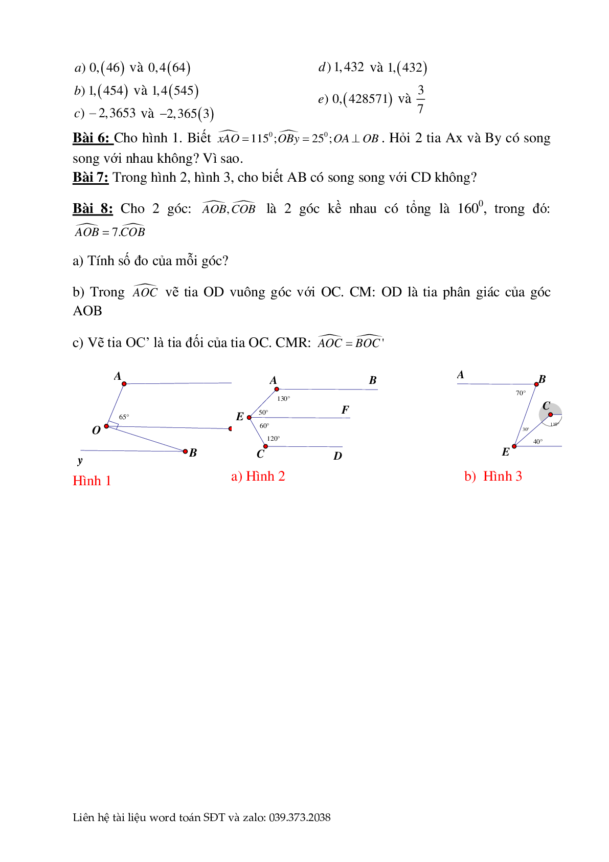 Phiếu bài tập cuối tuần môn toán lớp 7 (trang 9)