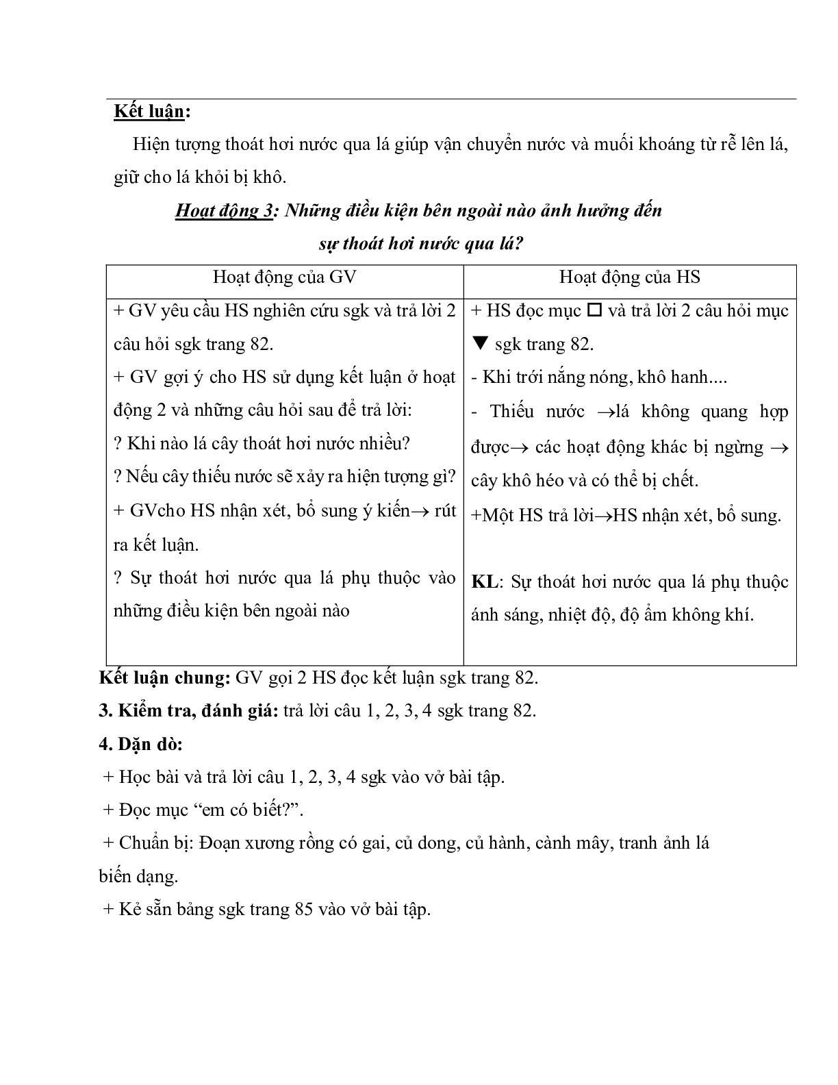 Giáo án Sinh học 6 Bài 24: Phần lớn nước vào cây đi đâu? mới nhất - CV5512 (trang 4)