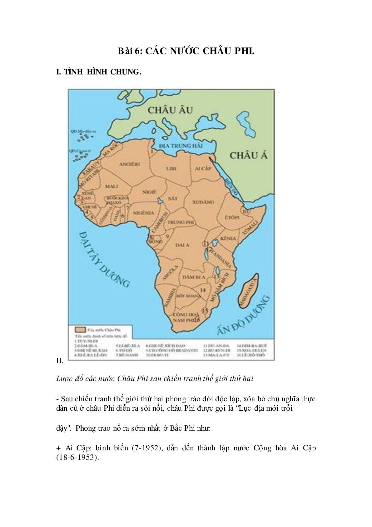 Lý thuyết Lịch sử 9: Bài 6: Các nước Châu Phi mới nhất (trang 1)