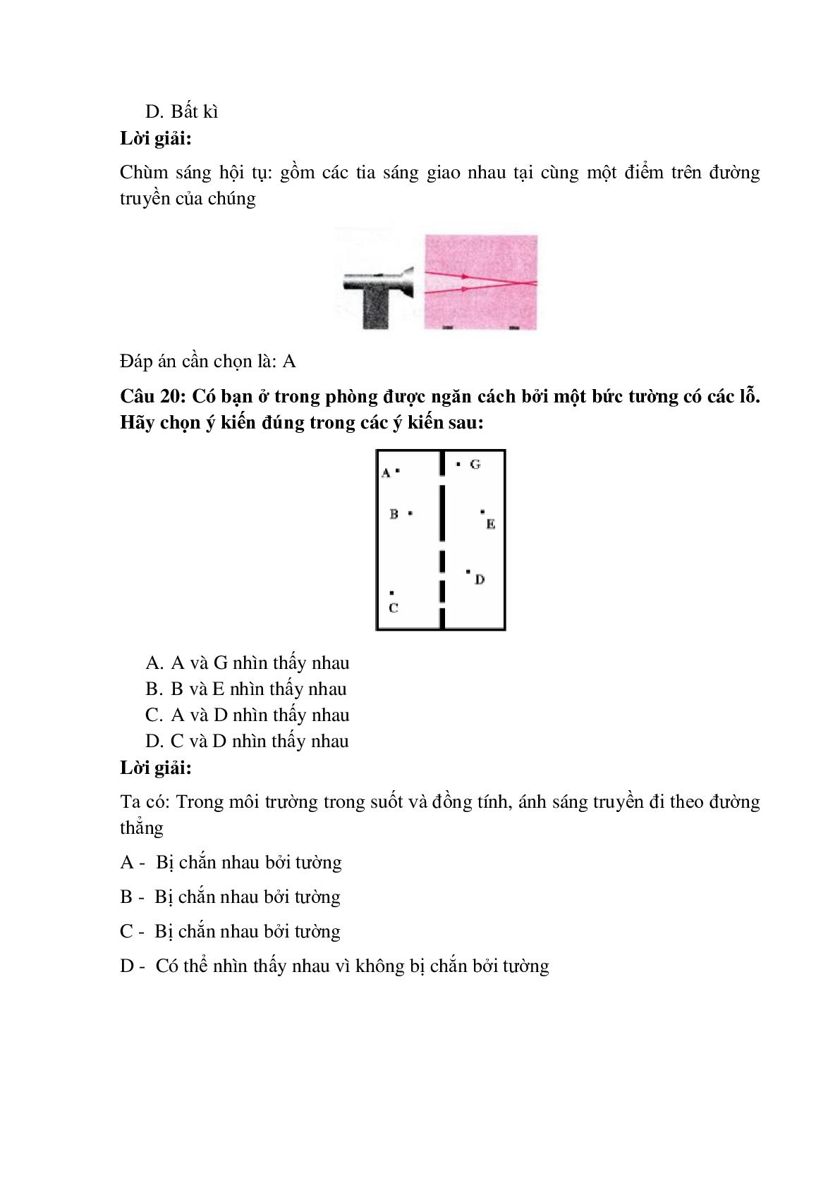 Trắc nghiệm Sự truyền ánh sáng có đáp án – Vật Lí lớp 7 (trang 8)