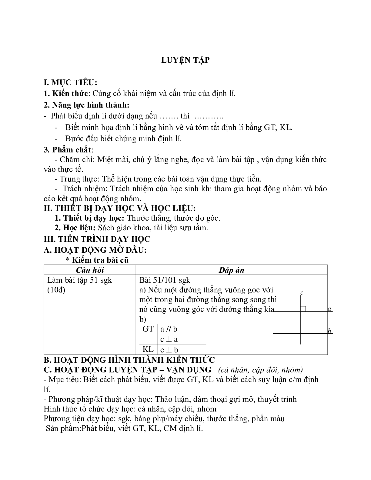 Giáo án Toán học 7 bài 7: Định lý chuẩn nhất (trang 4)