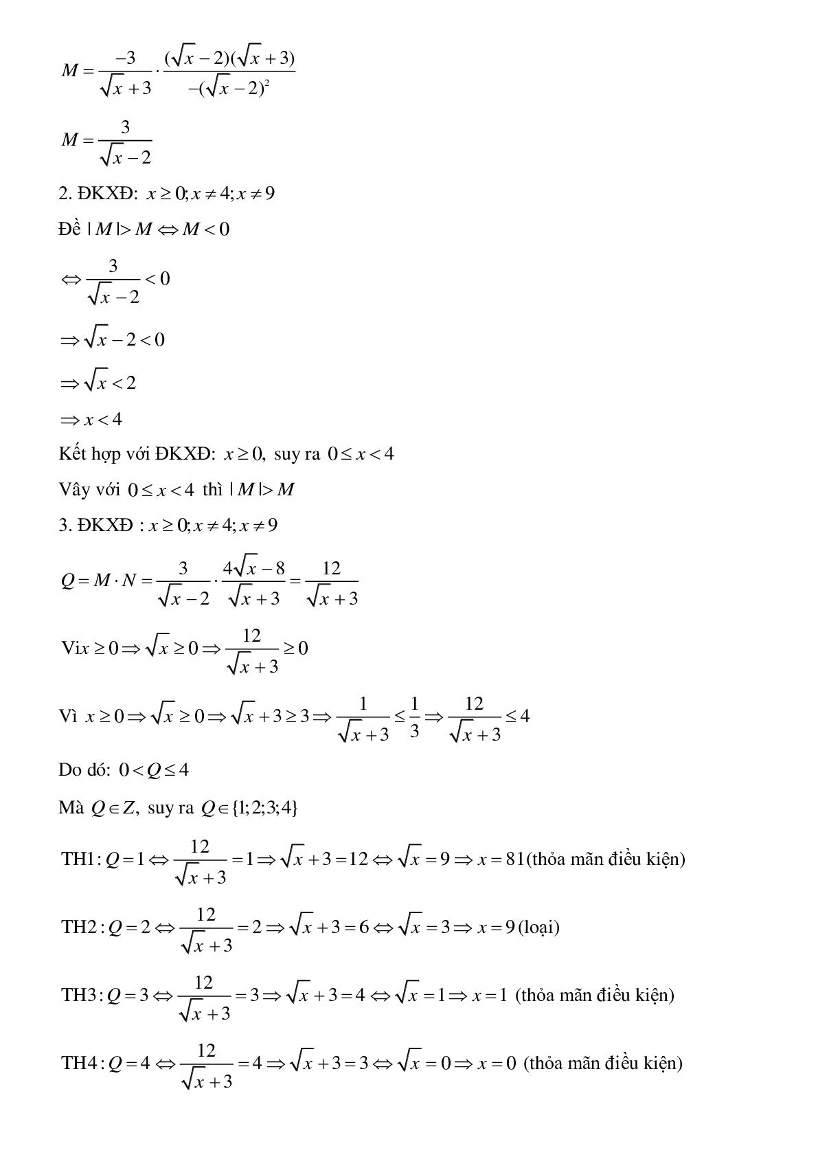 Phương pháp giải tìm x để biểu thức đạt giá trị nguyên chọn lọc (trang 2)