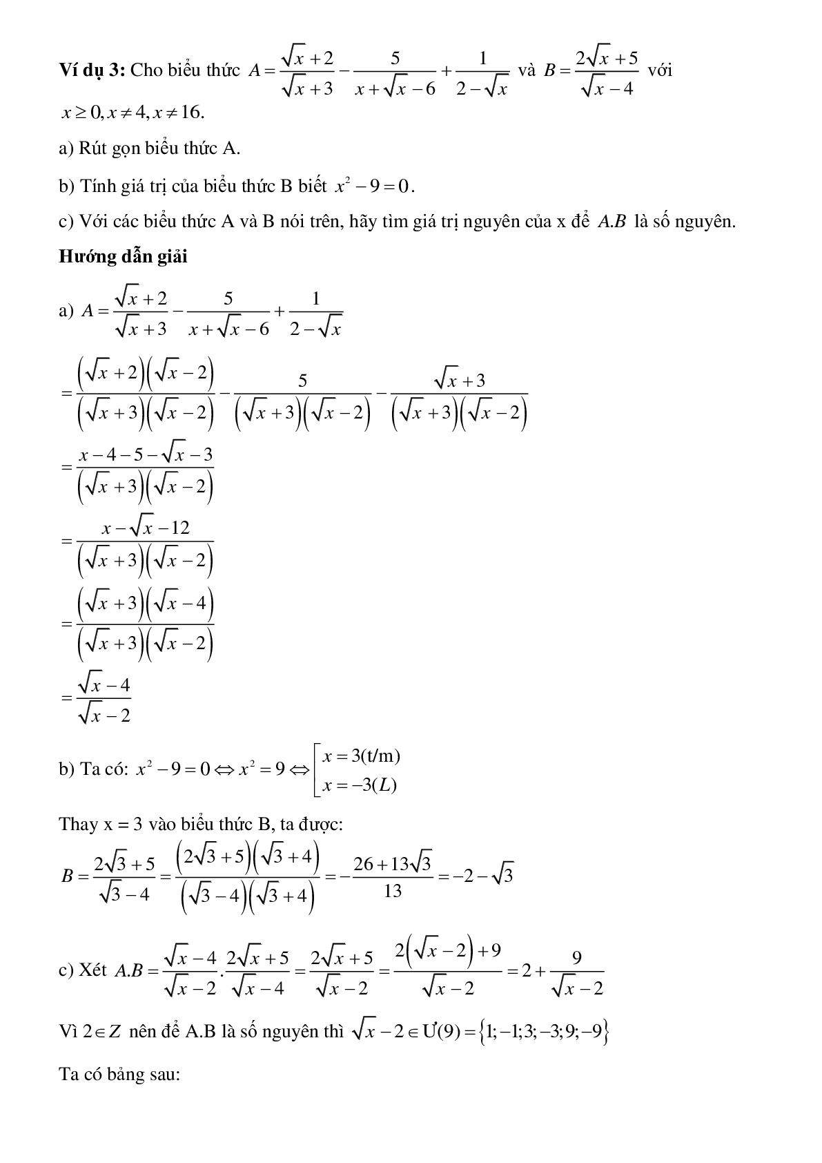 Phương pháp giải tìm x để biểu thức đạt giá trị nguyên chọn lọc (trang 4)