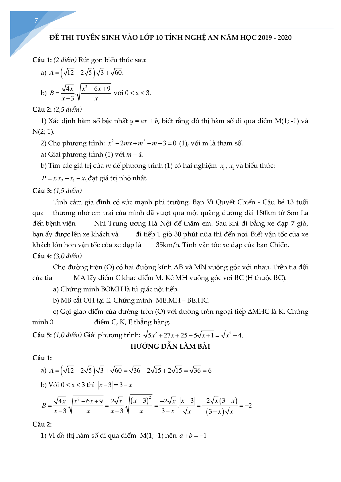 Tuyển tập đề vào 10 môn toán tỉnh nghệ an hệ đại trà (trang 7)
