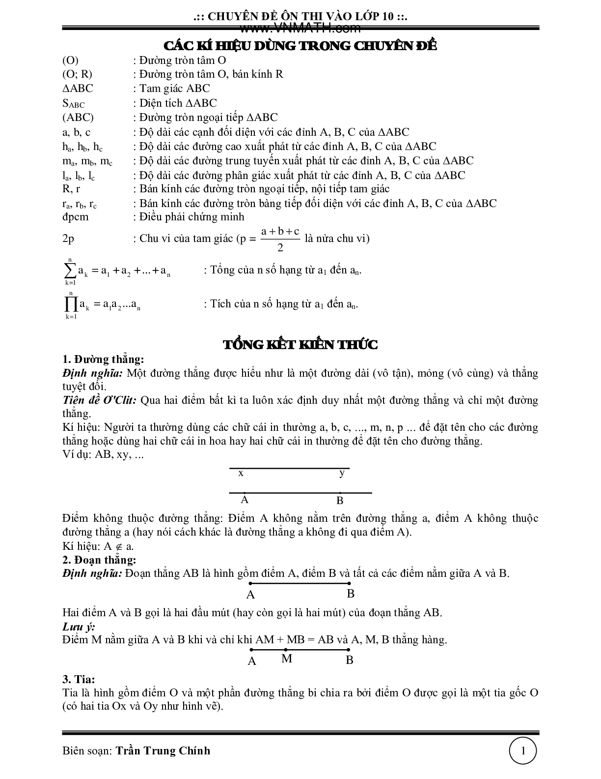 Chuyên đề luyện thi vào lớp 10 phần Hình học (trang 2)