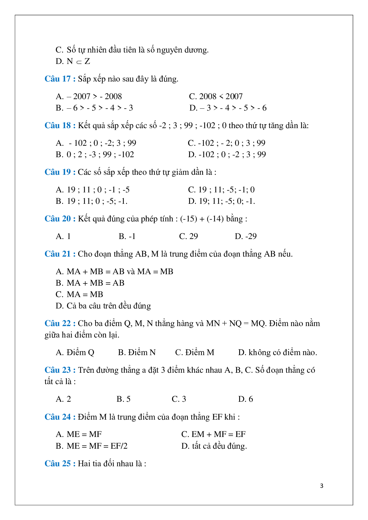 Đề cương ôn tập học kì 1 Toán 6 THCS Ngô Gia Tự năm học 2017 - 2018 (trang 3)