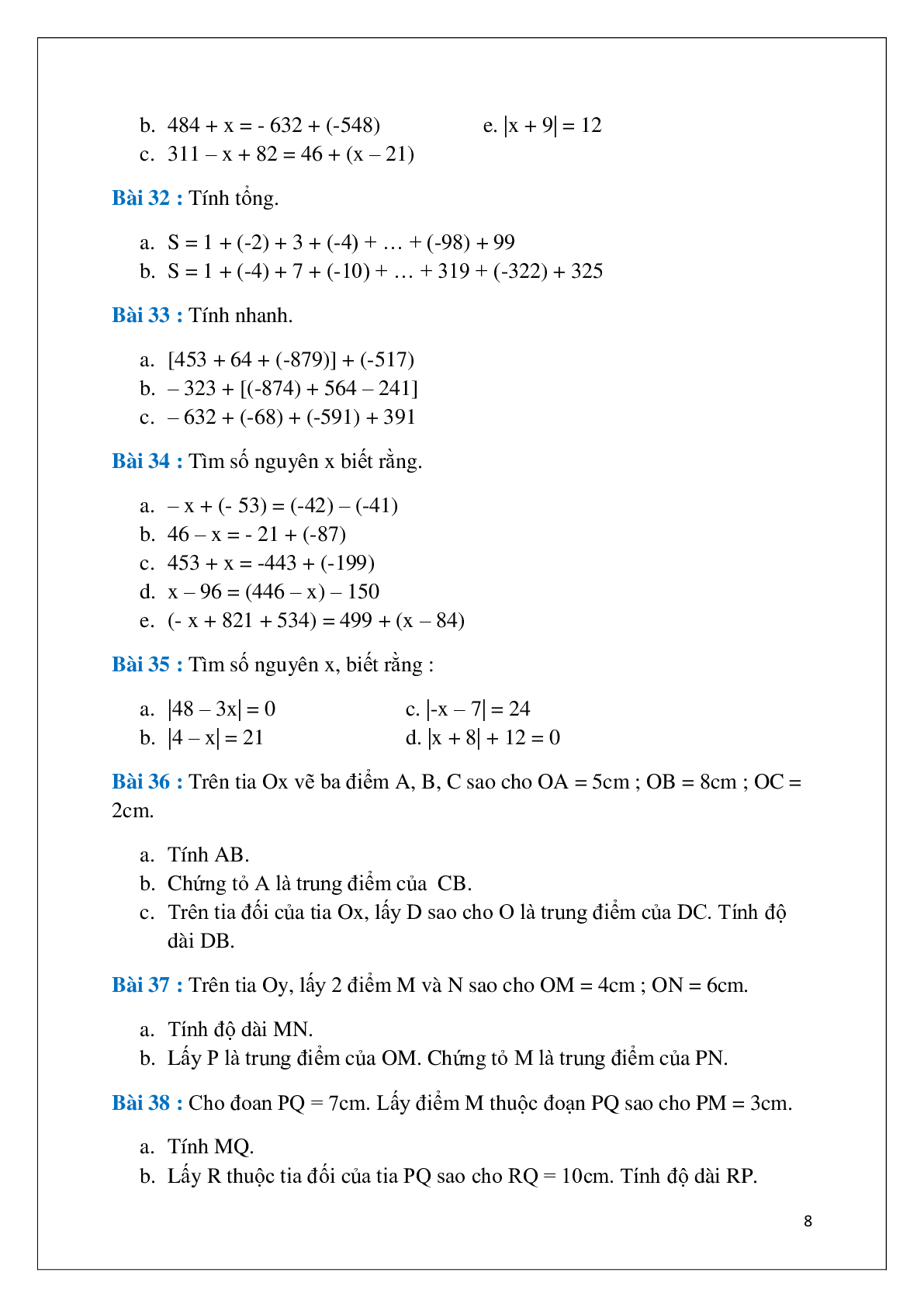 Đề cương ôn tập học kì 1 Toán 6 THCS Ngô Gia Tự năm học 2017 - 2018 (trang 8)