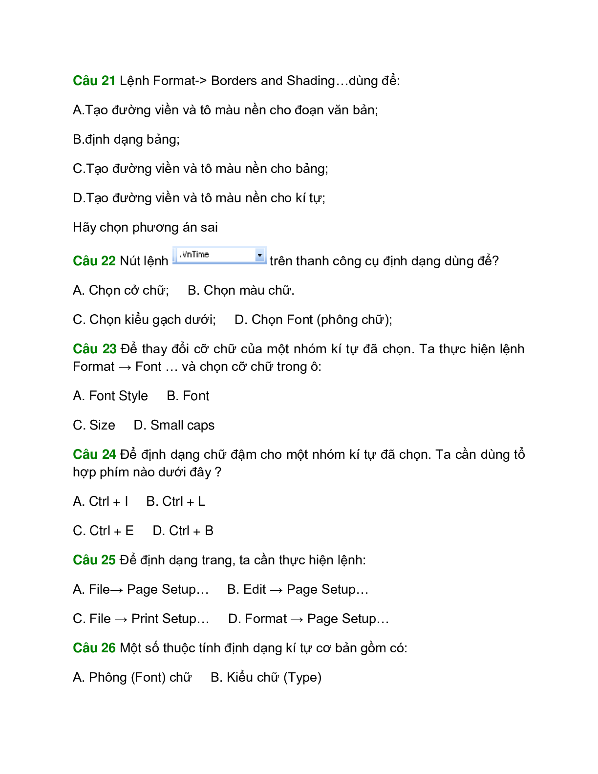 Đề kiểm tra Tin học 10 Giữa học kì 2 có đáp án (4 đề) (trang 6)