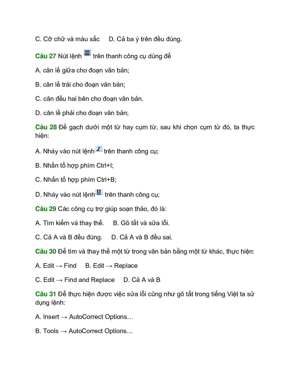Đề kiểm tra Tin học 10 Giữa học kì 2 có đáp án (4 đề) (trang 7)