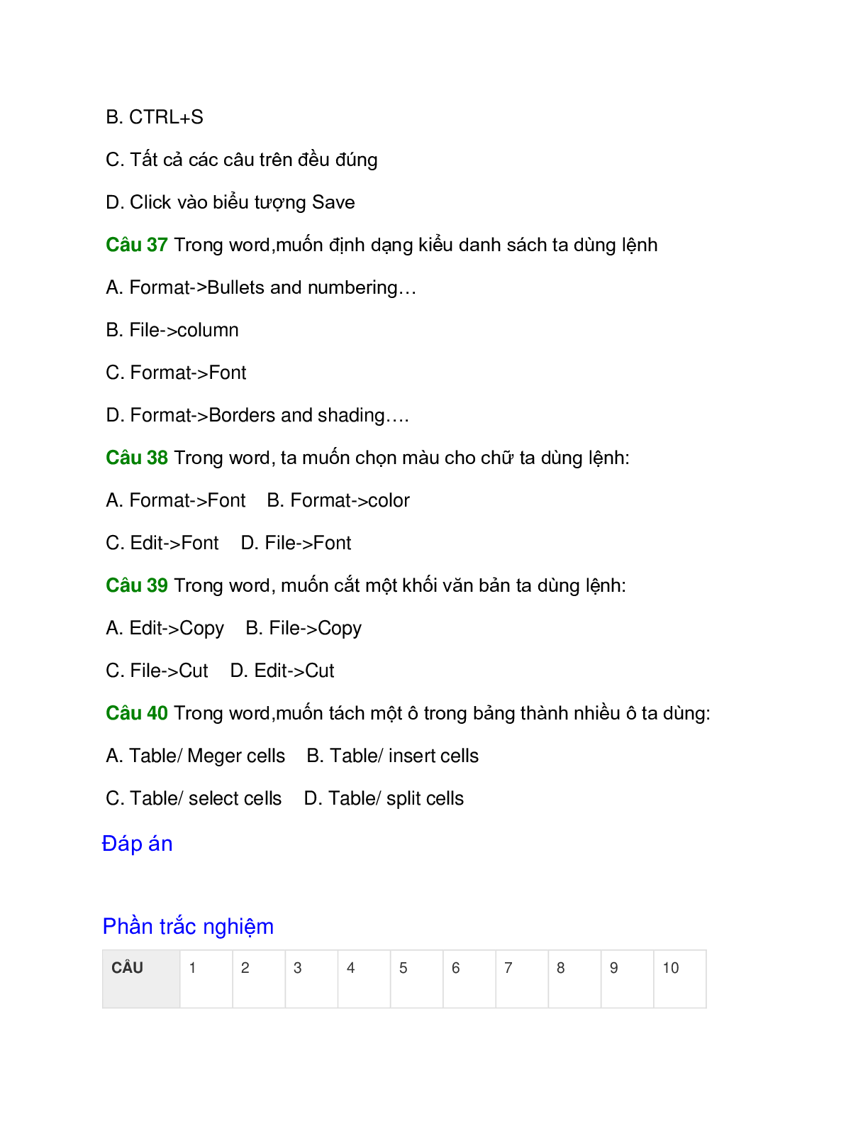 Đề kiểm tra Tin học 10 Giữa học kì 2 có đáp án (4 đề) (trang 9)