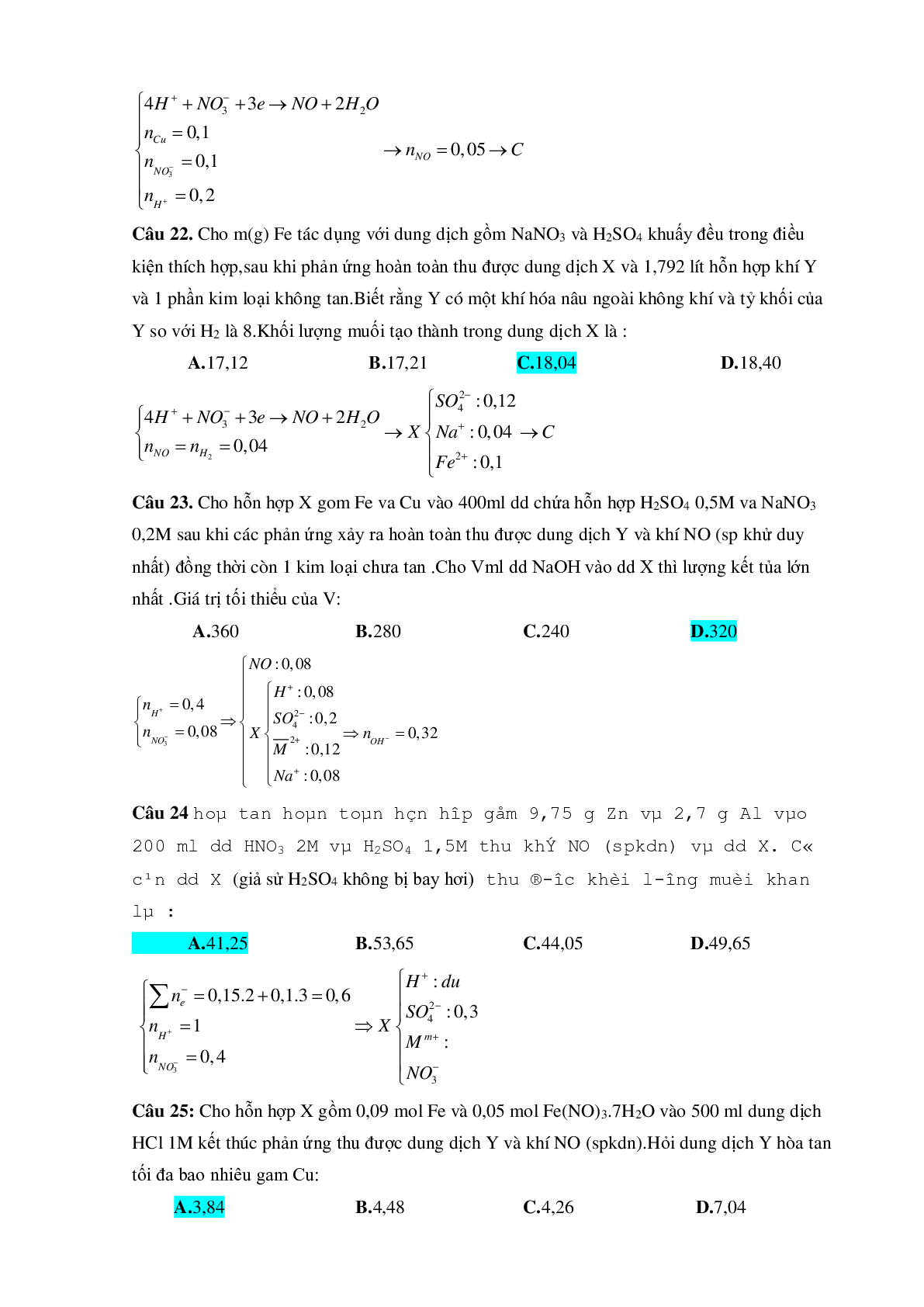 Bài tập về HNO3 vận dụng cao với phương pháp bảo toàn electron có đáp án (trang 7)