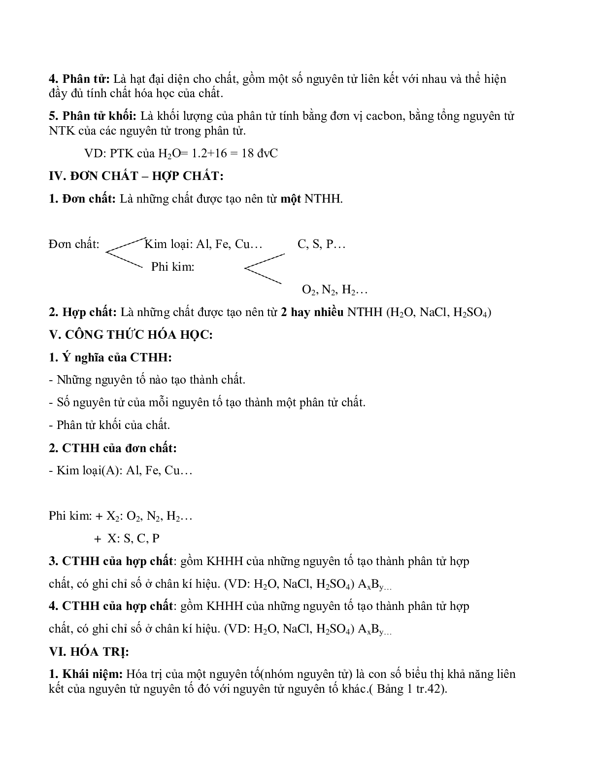 Hệ thống Kiến thức Hóa học lớp 8 chọn lọc (trang 3)