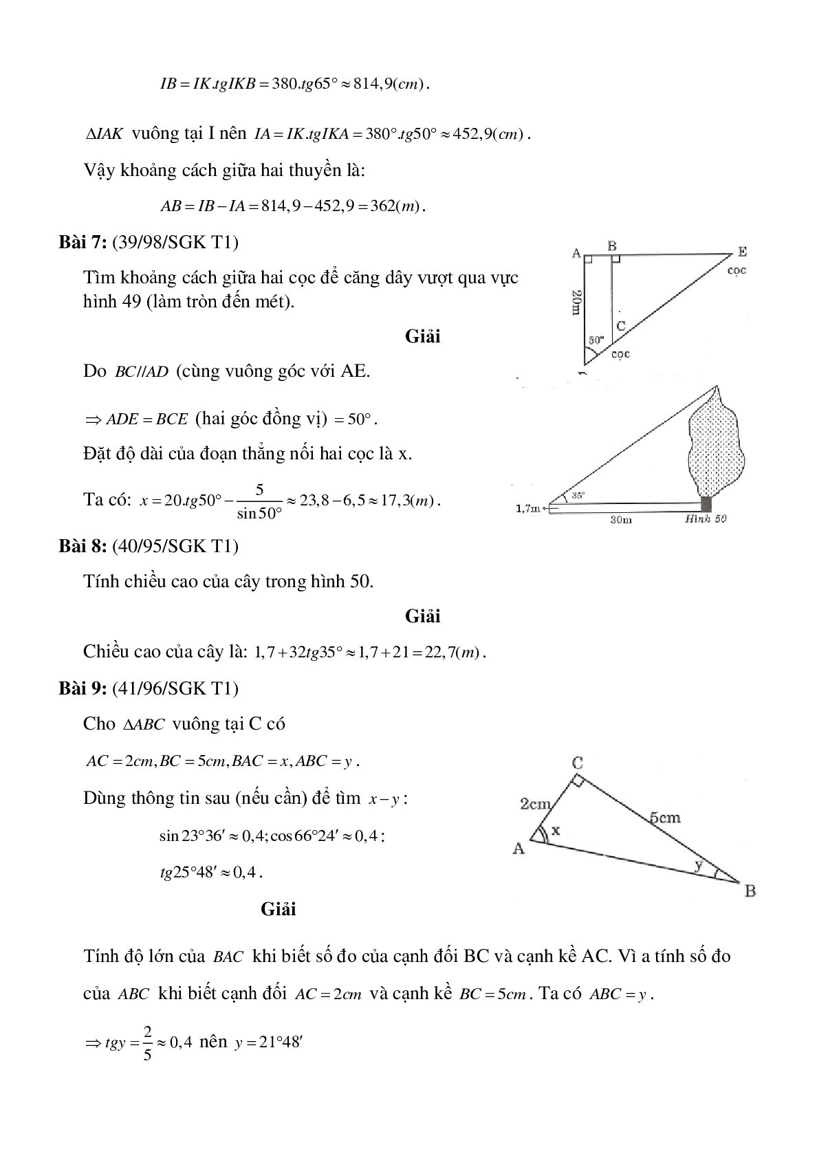 Bài tập ôn tập chương I hình học 9 chọn lọc, có đáp án (trang 7)