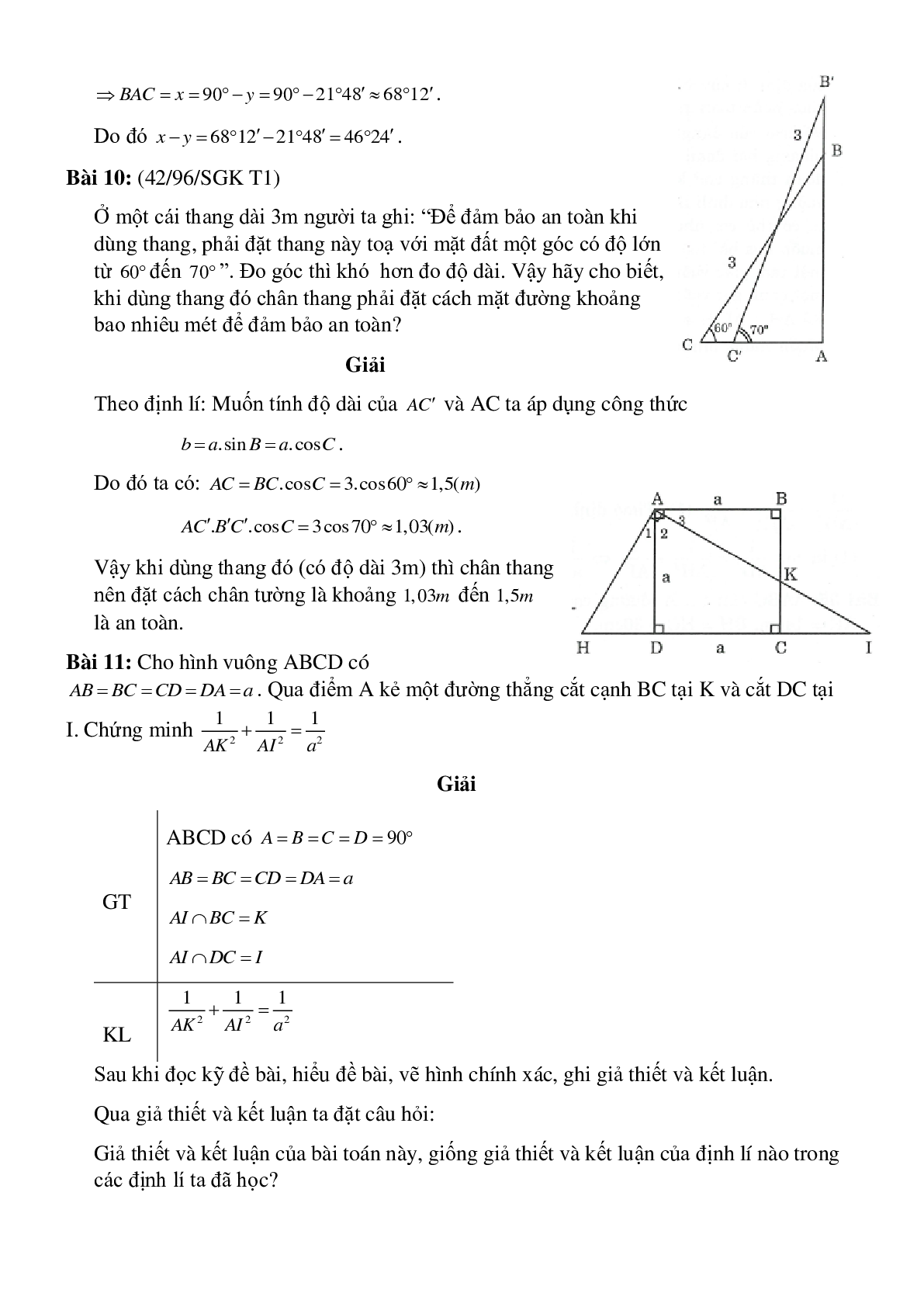 Bài tập ôn tập chương I hình học 9 chọn lọc, có đáp án (trang 8)
