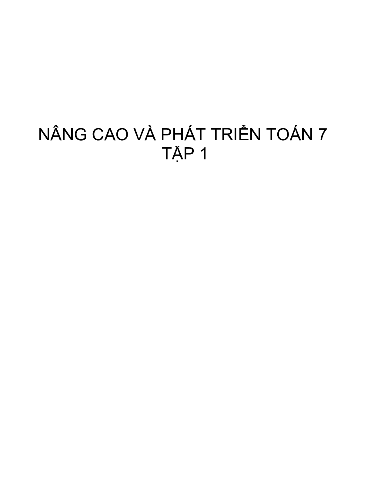 Nâng cao và phát triển Toán 7 Tập 1 (trang 1)