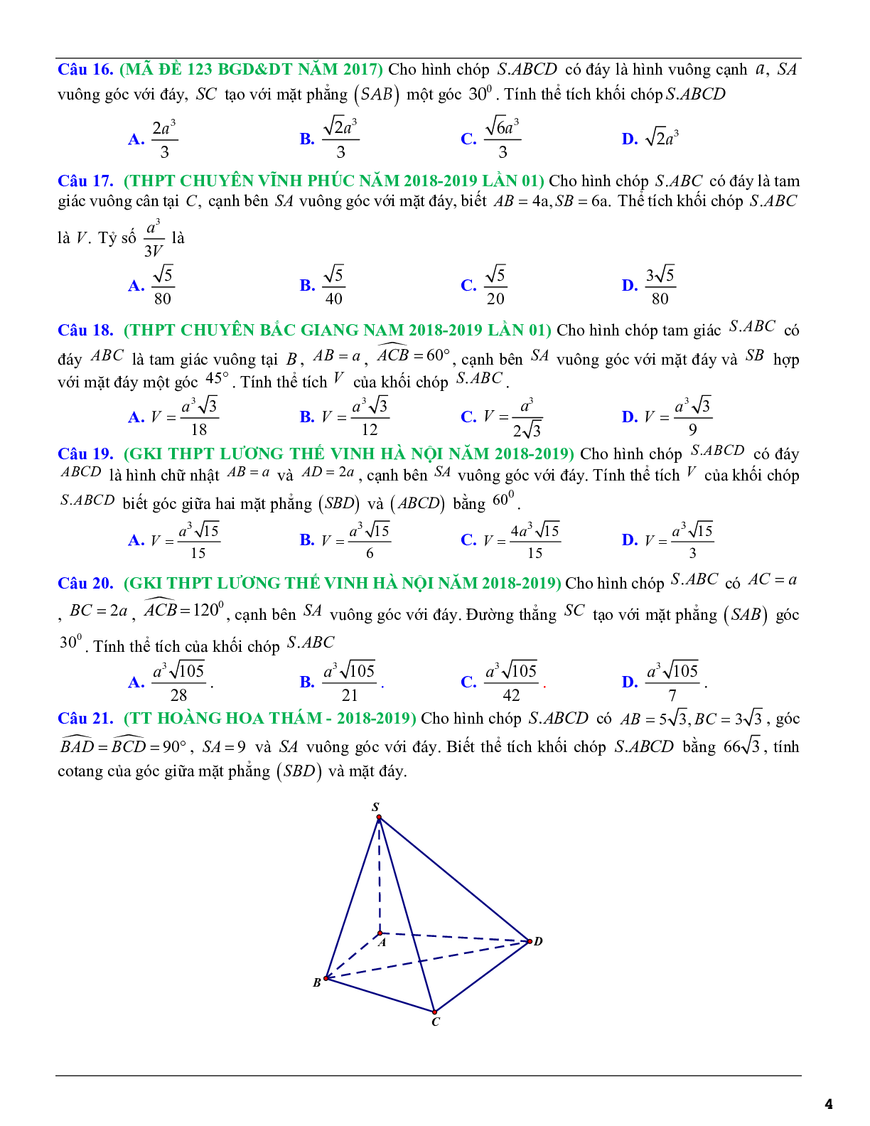 Các dạng toán thể tích khối đa diện thường gặp trong kỳ thi THPTQG (trang 4)