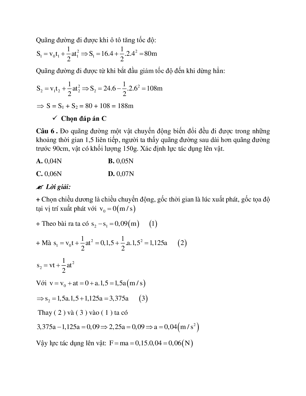 Phương pháp giải và bài tập về Xác định vận tốc, gia tốc, quãng đường đi của một vật trong chuyển động thẳng biến đổi đều (trang 4)