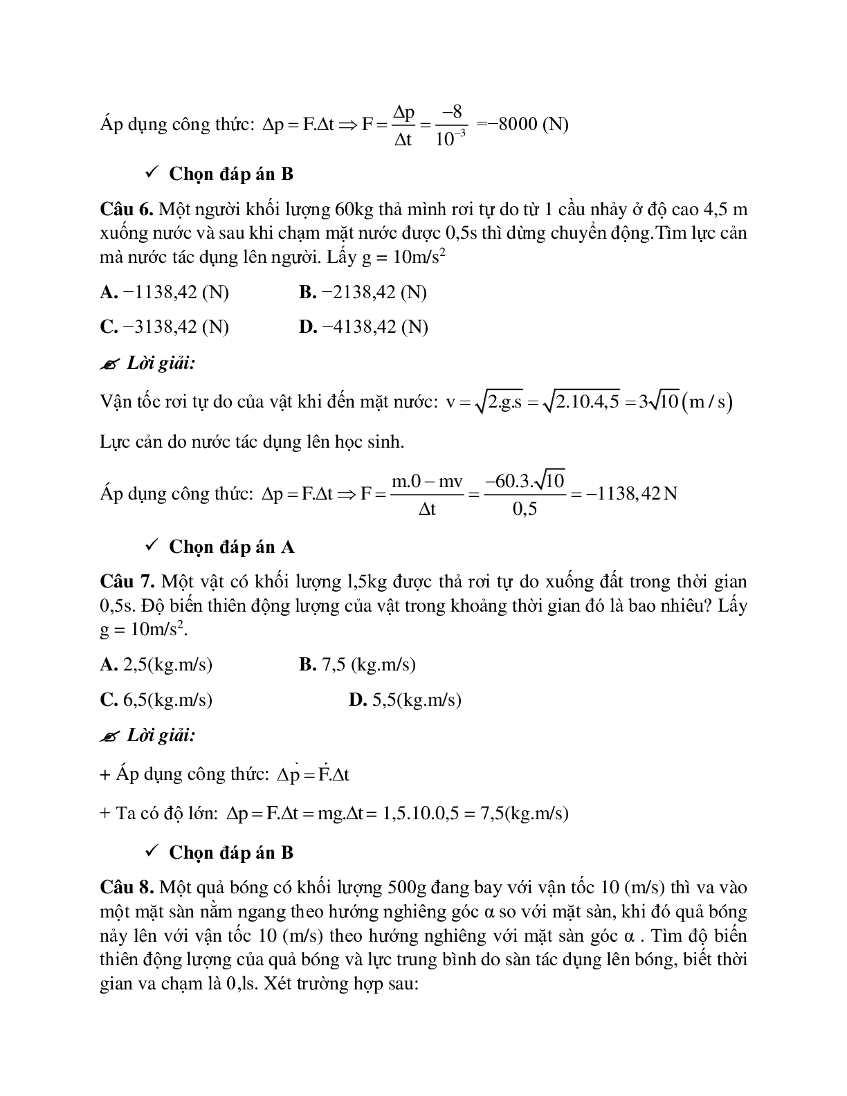 Phương pháp giải và bài tập về Xác định tổng động lượng, độ biến thiên động lượng và lực tác dụng (trang 4)