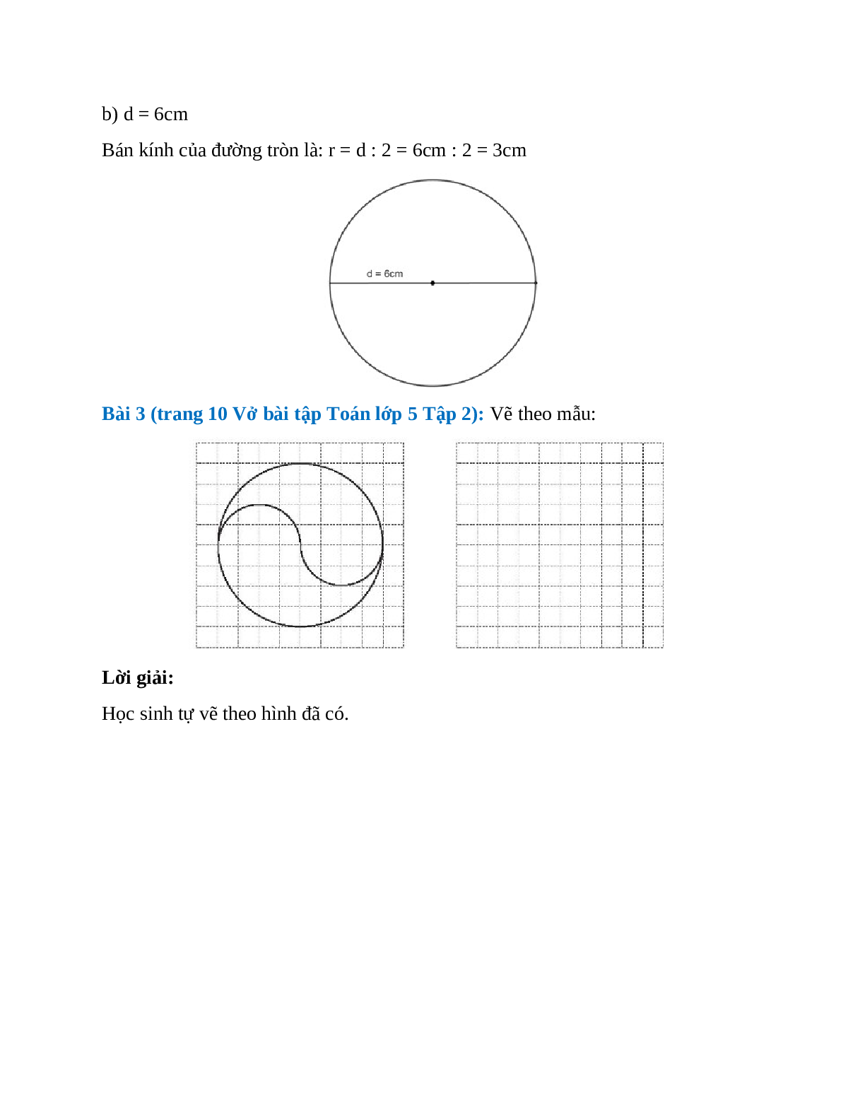 Vở bài tập Toán lớp 5 Tập 2 trang 10 Bài 94: Hình tròn. Đường tròn (trang 2)