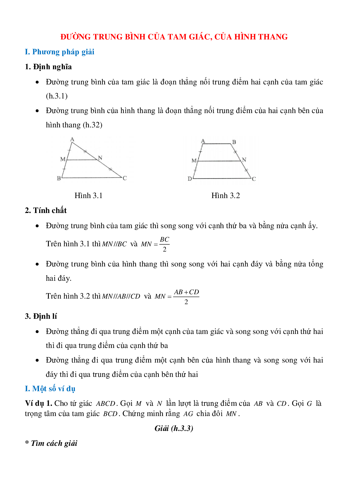 Đường trung bình của tam giác, của hình thang (trang 1)