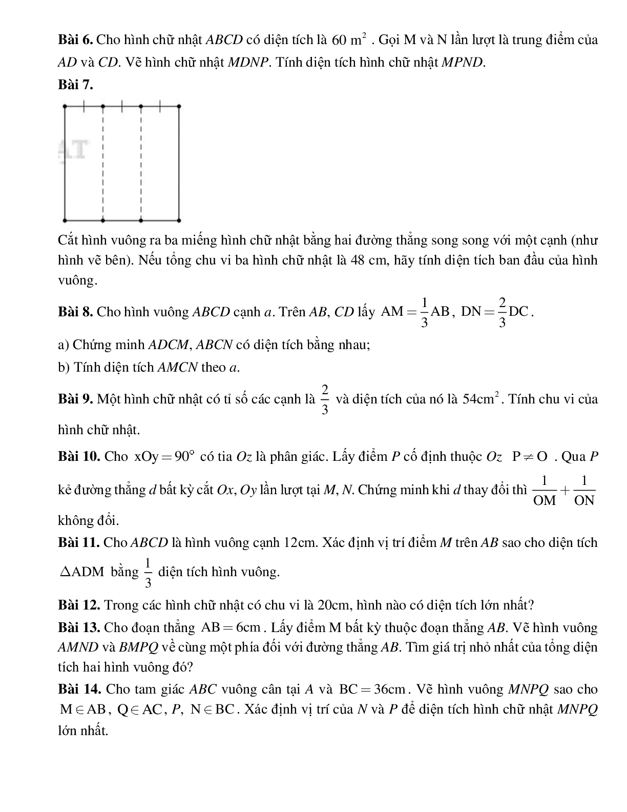 Diện tích hình chữ nhật hình học lớp 8 (trang 2)