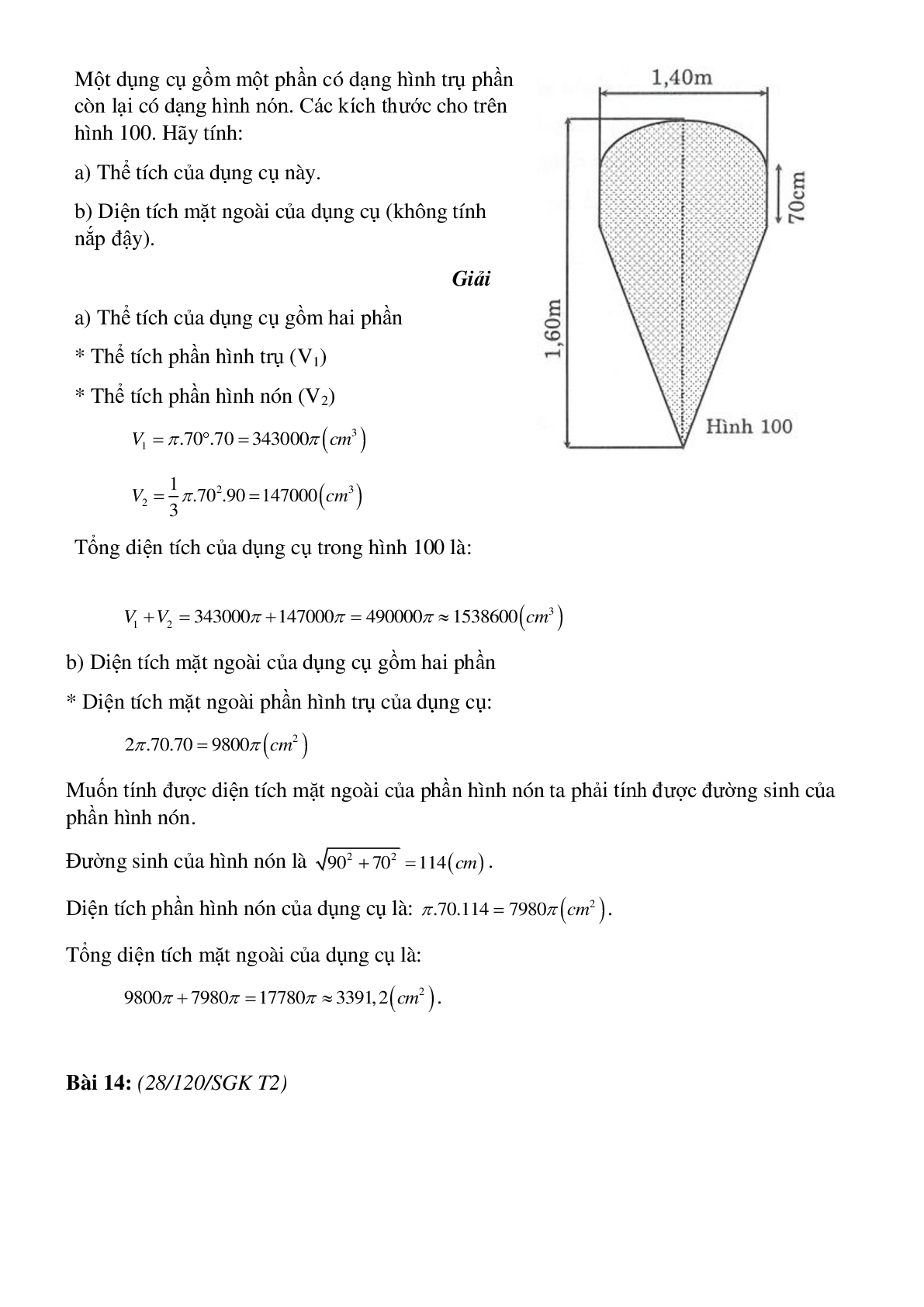 50 Bài tập Hình nón - Hình nón cụt - Diện tích xung quanh và thể tích của hình nón, hình nón cụt (có đáp án)- Toán 9 (trang 9)