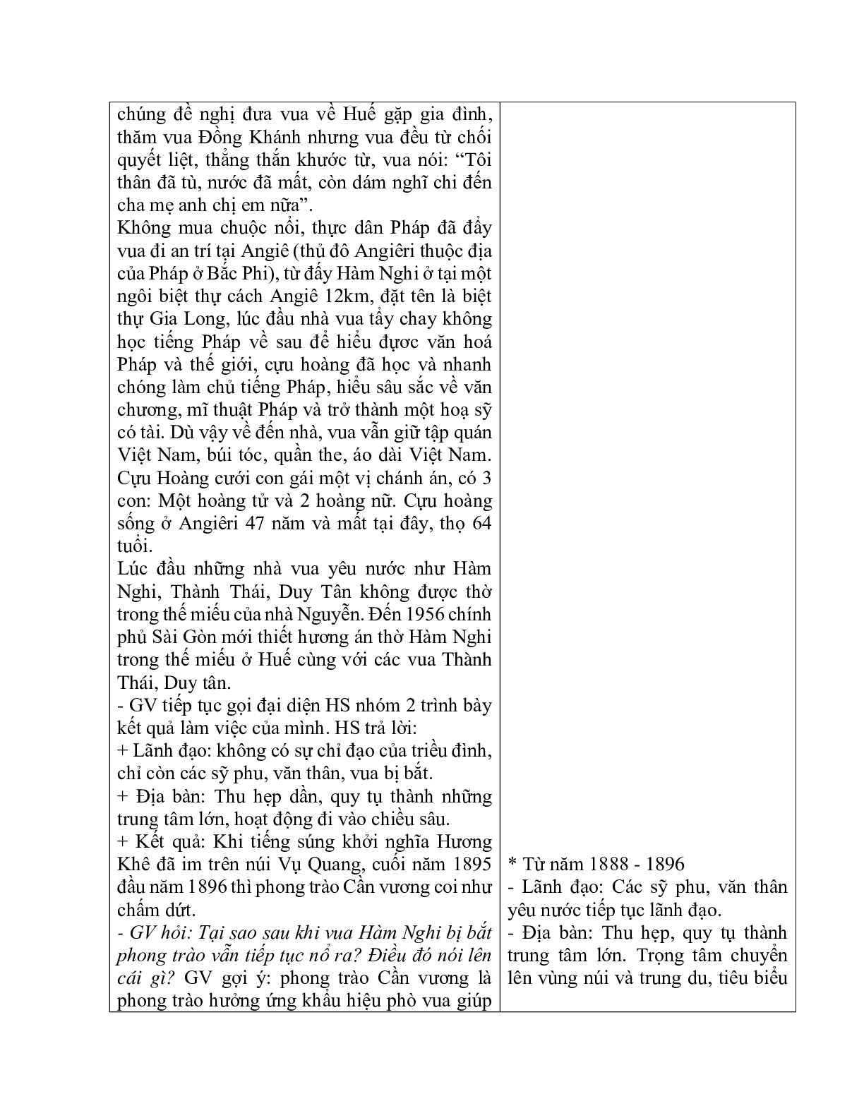 Giáo án Lịch sử 11 Bài 21 phong trào yêu nước chống Pháp của nhân dân Việt Nam trong những năm cuối thế kỉ XIX mới nhất (trang 7)