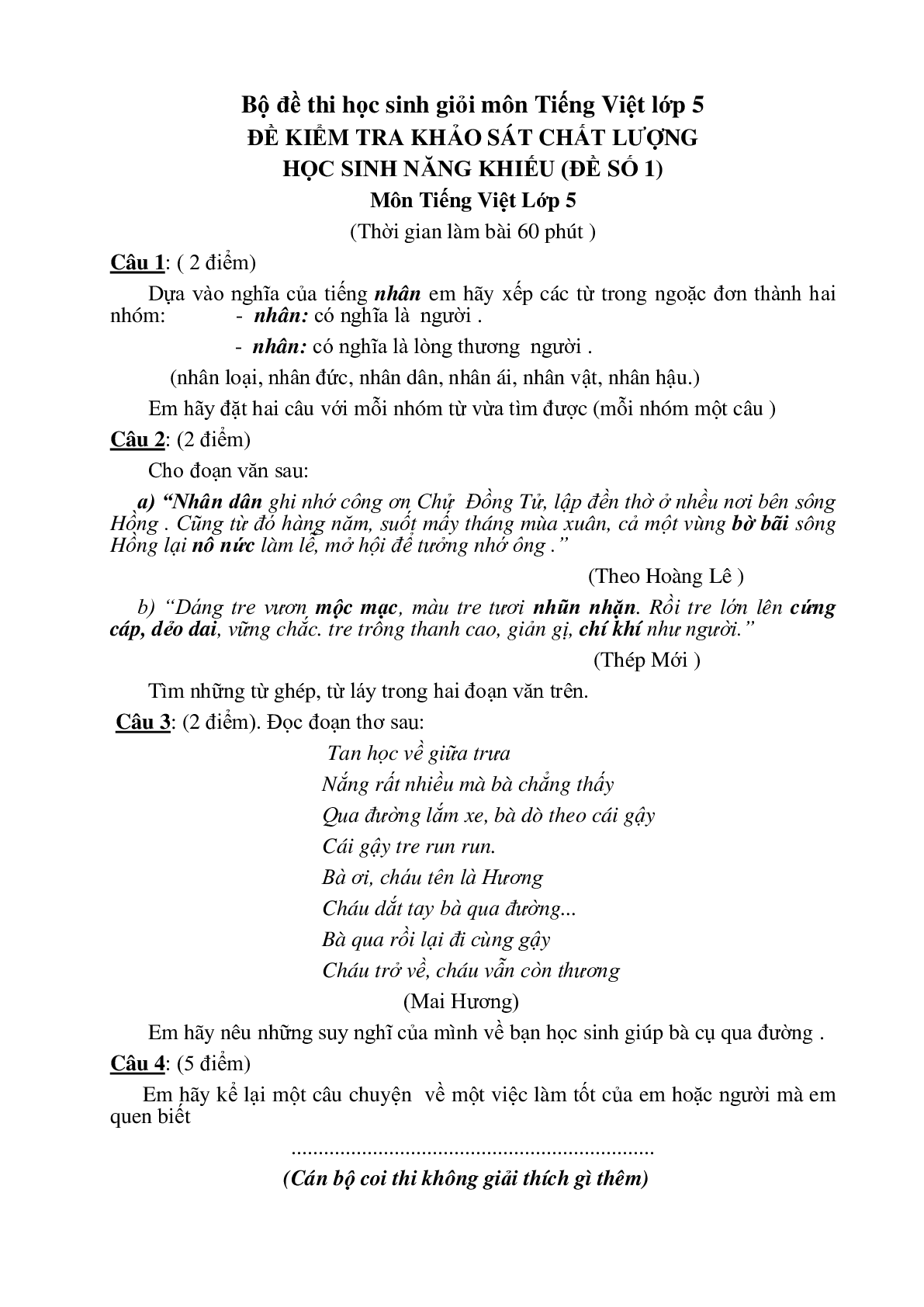 35 đề thi HSG môn Tiếng Việt lớp 5 (trang 1)