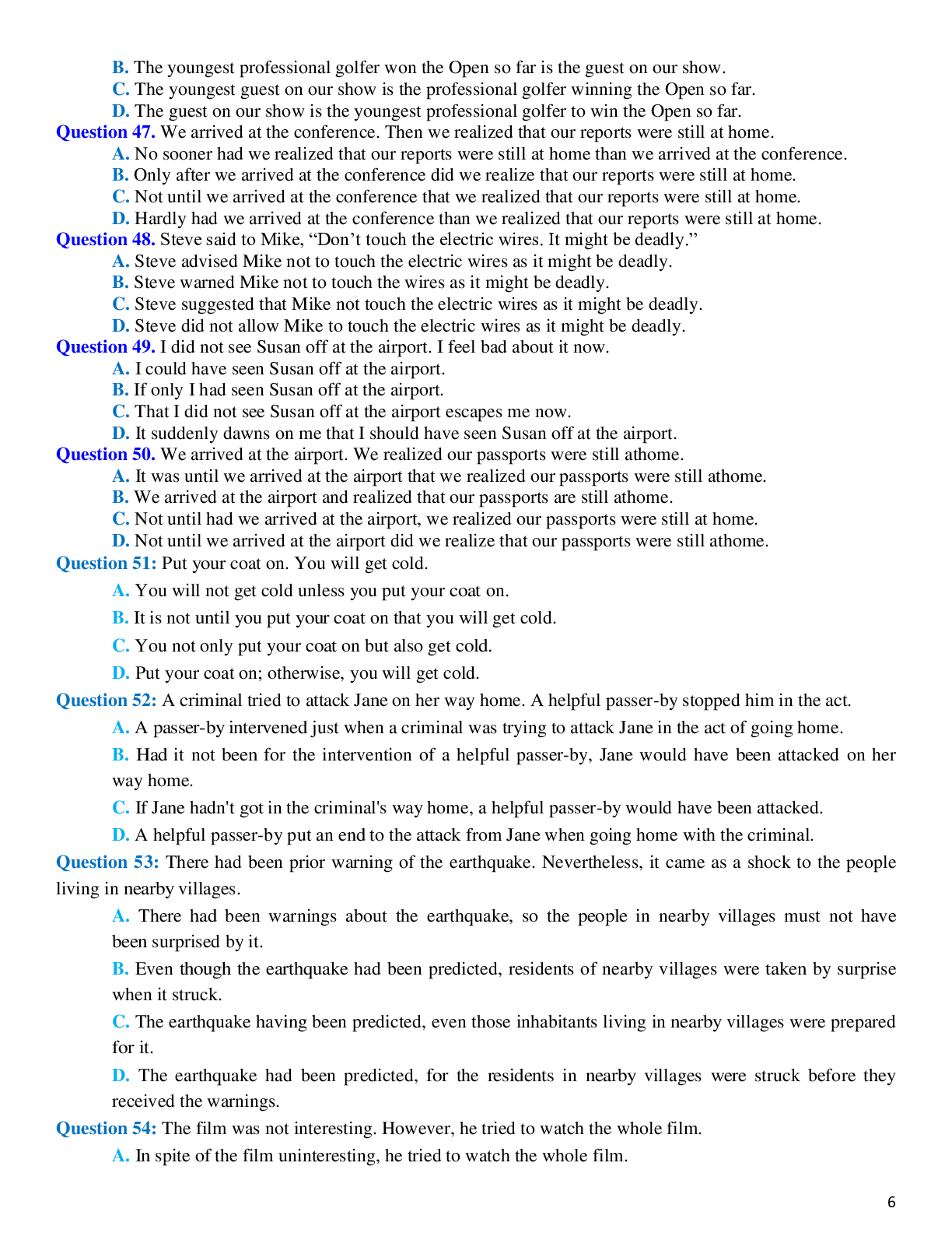 Bài tập kết hợp câu chọn lọc - Tiếng anh 12 (trang 6)