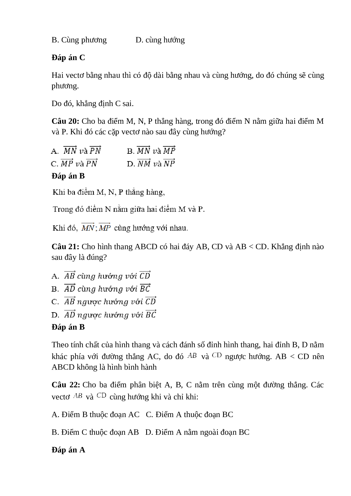 Trắc nghiệm Các định nghĩa (phần 2) có đáp án – Toán lớp 10 (trang 3)