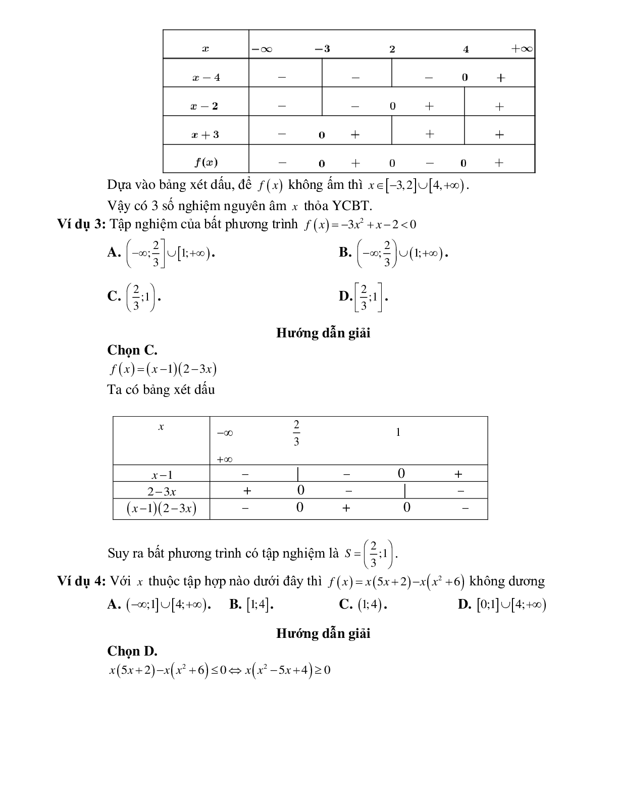 Bài tập ứng dụng dấu của nhị thức bậc nhất giải bất phương trình tích Toán 10 (trang 2)