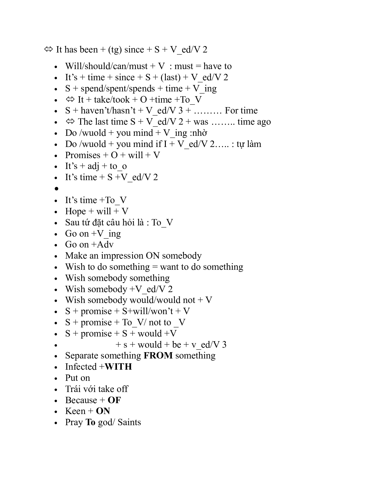Tổng hợp các cấu trúc Tiếng anh lớp 9 (trang 2)