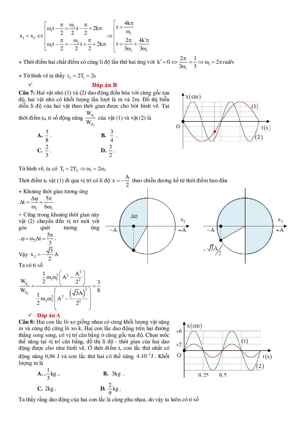 Bài tập Đồ thị dao động cơ Vật lý lớp 12 có đáp án (trang 10)