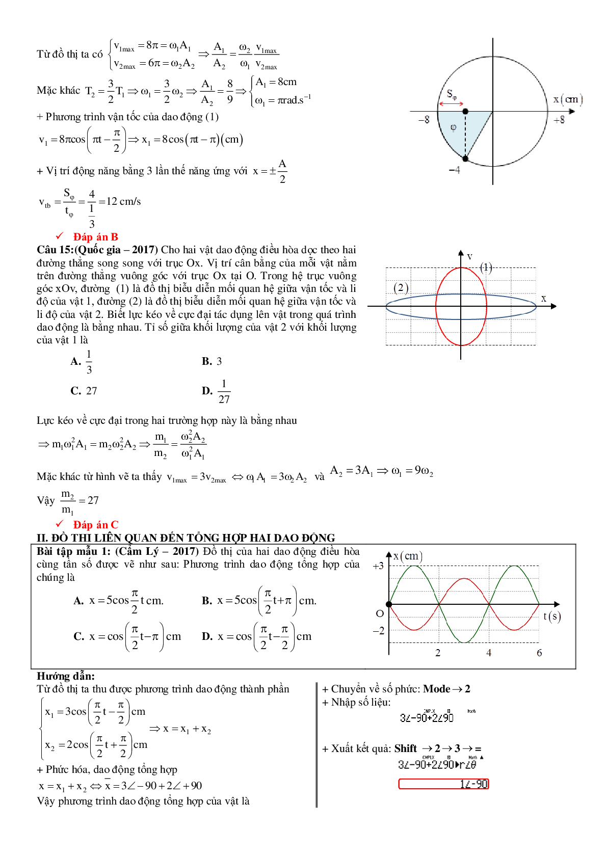 Bài tập Đồ thị dao động cơ Vật lý lớp 12 có đáp án (trang 6)