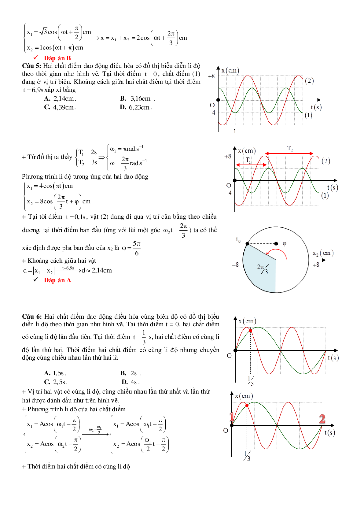 Bài tập Đồ thị dao động cơ Vật lý lớp 12 có đáp án (trang 9)