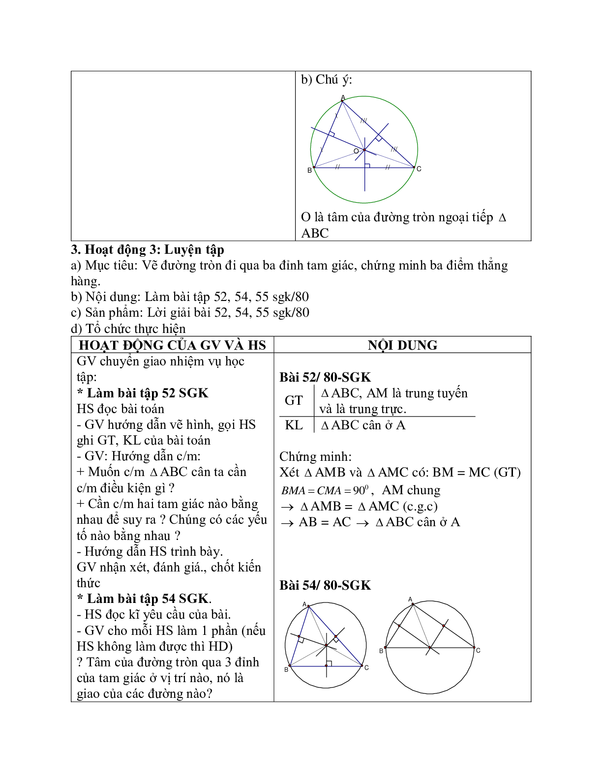Giáo án Toán học 7 bài 8: Tính chất ba đường trung trực của tam giác chuẩn nhất (trang 3)