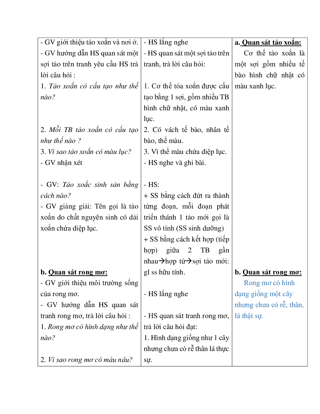 Giáo án Sinh học 6 Bài 37: Tảo mới nhất - CV5555 (trang 3)