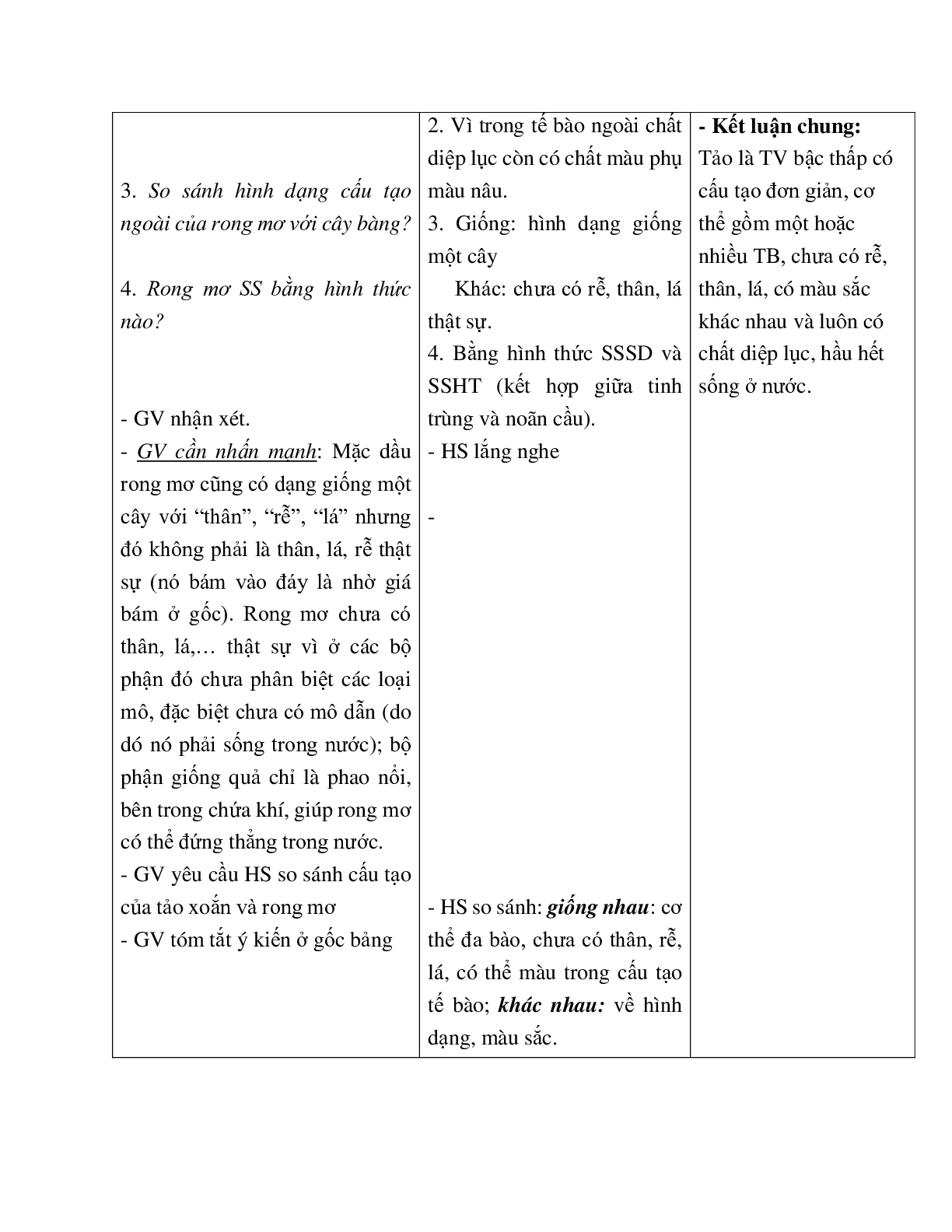 Giáo án Sinh học 6 Bài 37: Tảo mới nhất - CV5555 (trang 4)